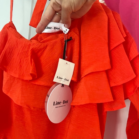 NWT Line & Dot One Shoulder Ruffle Top size - S - Picture 4 of 4